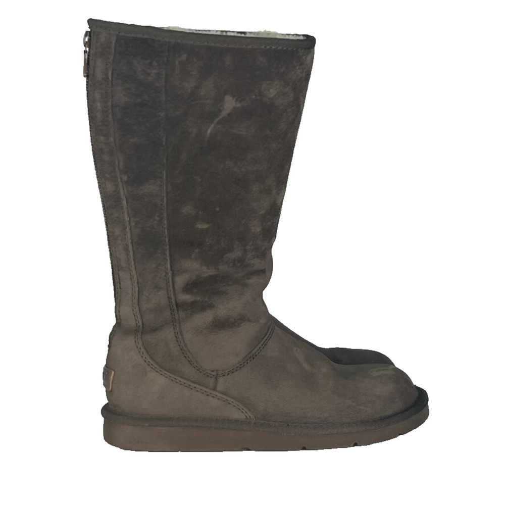 UGG Boots Womens 9 Suede  Knightsbridge 5119 Shearling Lined Back Zip